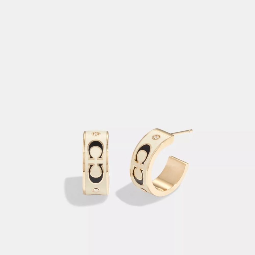 COACH Enamel Huggie Earrings
